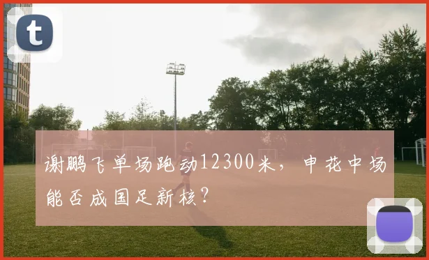 谢鹏飞单场跑动12300米，申花中场能否成国足新核？